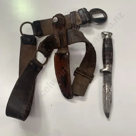 Vintage Knife on leather Scouts belt with Sheffield England Sheath
