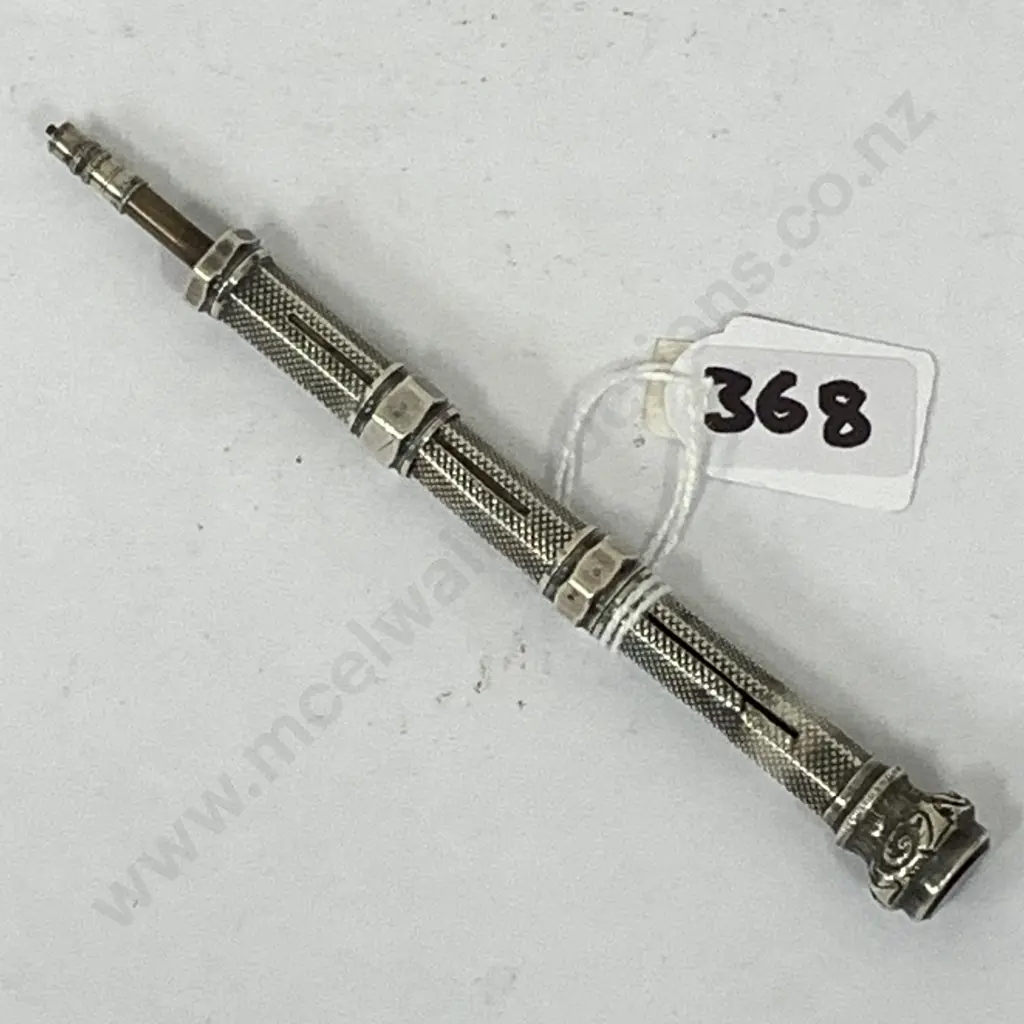 Hallmarked Antique Victorian Sterling Silver Propelling Pencil with Red Stone and Graphite. Image 1++