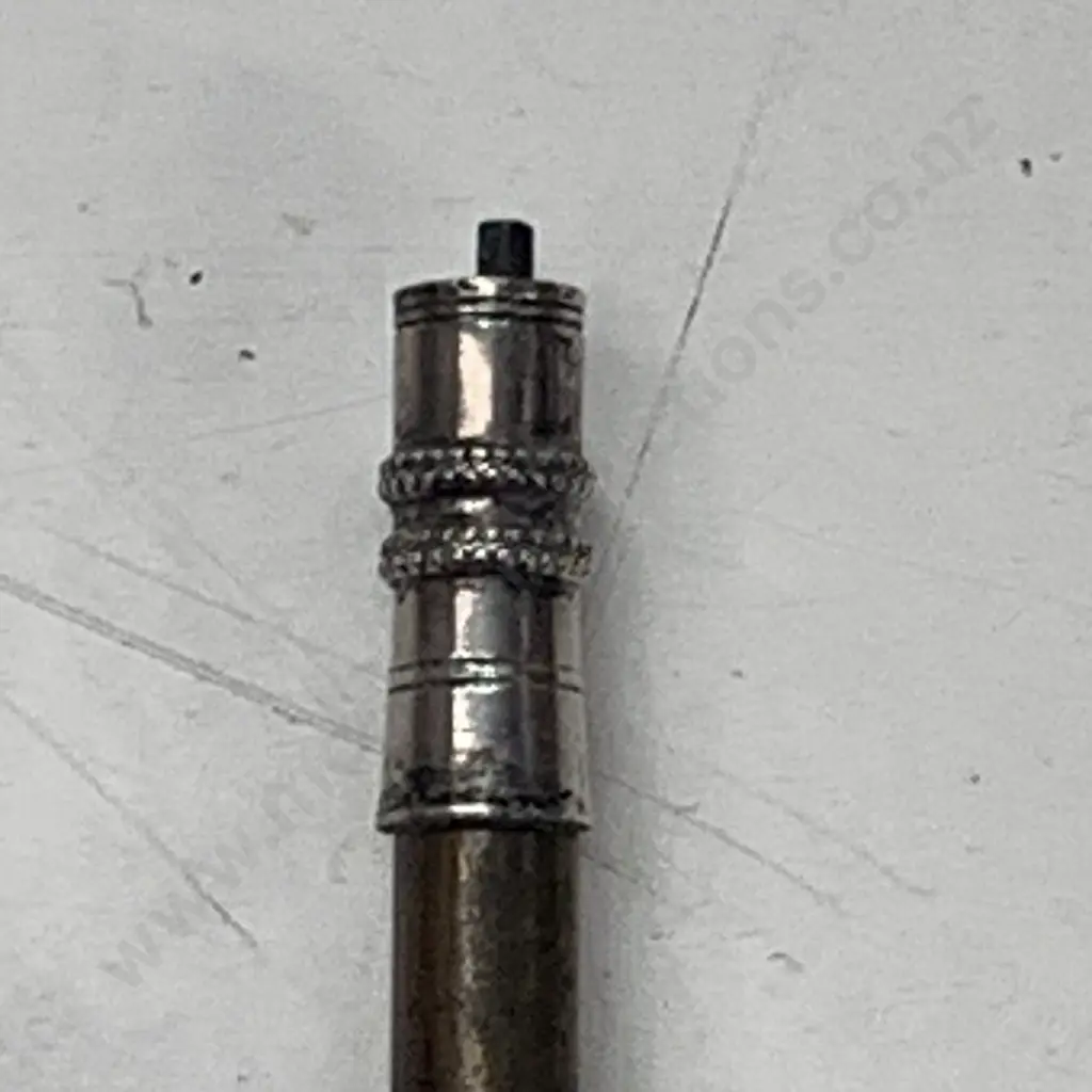 Hallmarked Antique Victorian Sterling Silver Propelling Pencil with Red Stone and Graphite. Image 1++