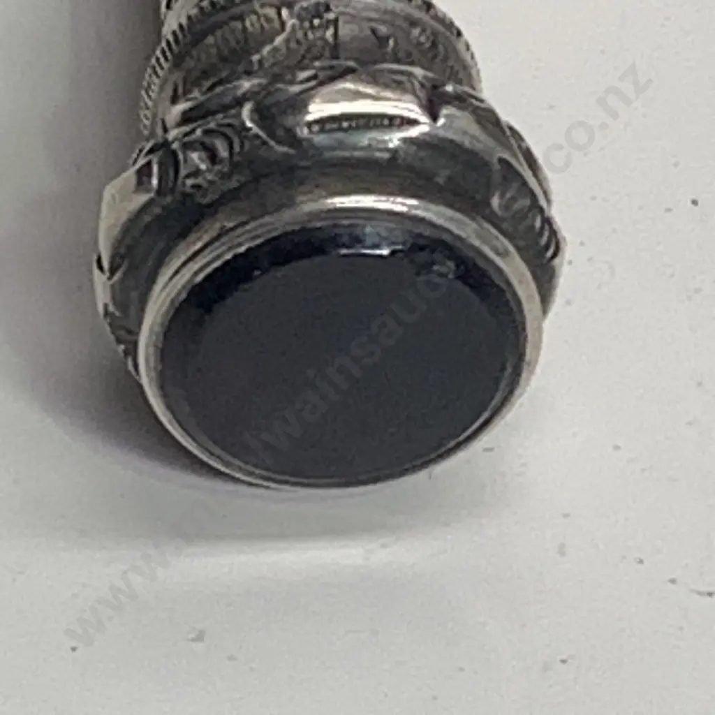 Hallmarked Antique Victorian Sterling Silver Propelling Pencil with Red Stone and Graphite. Image 1++