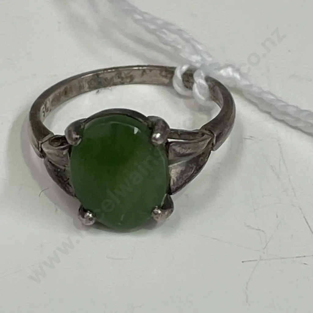 Sterling Silver and Jade Ring Image 1++