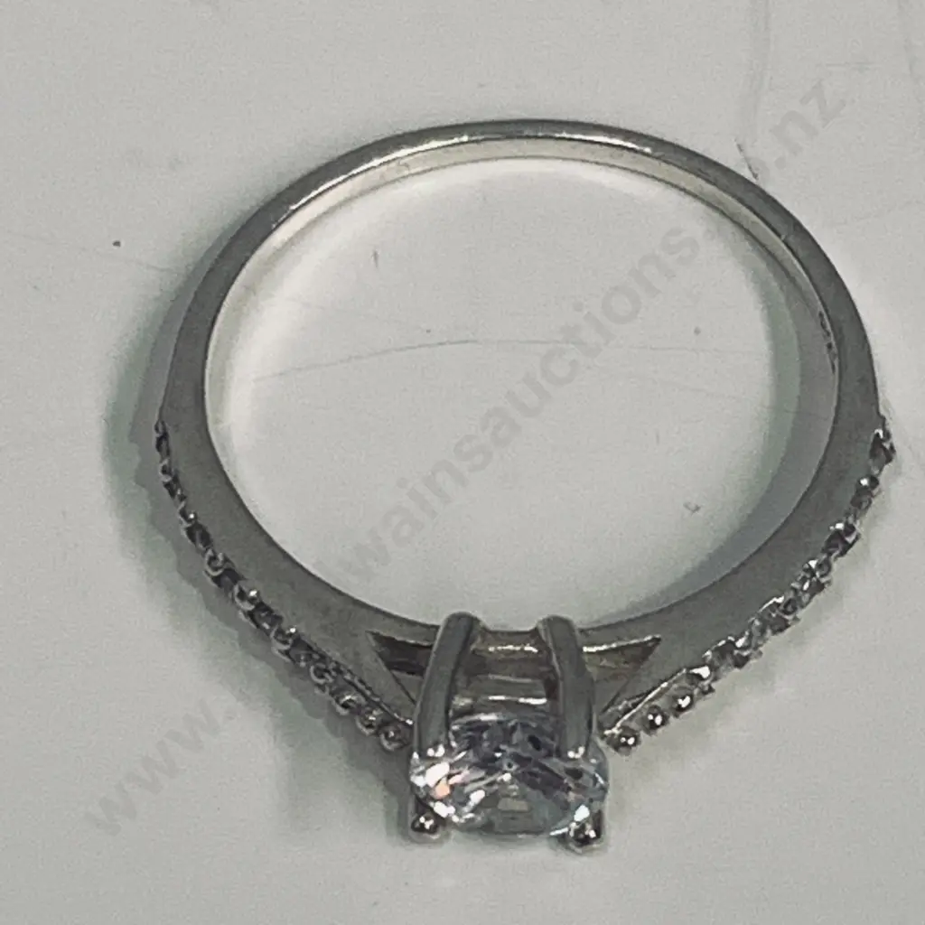 Ladies Diamond? Silver Ring stamped 925 Image 1++