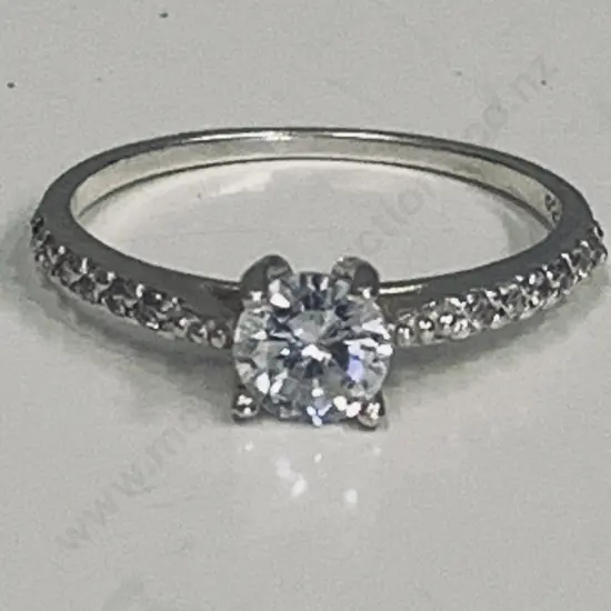 Ladies Diamond? Silver Ring stamped 925