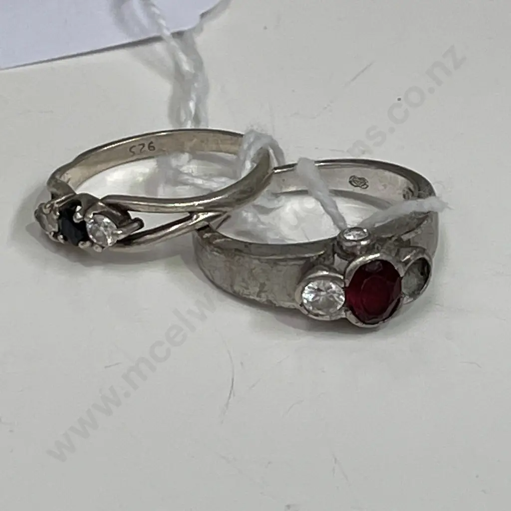 Two Sterling Silver Rings (1af) with gemstones Image 1++