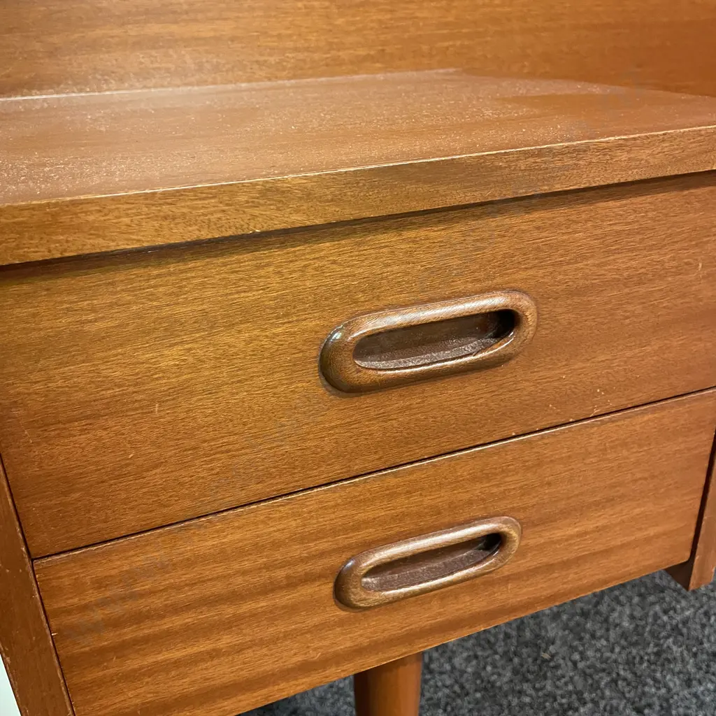 Mid Century Headboard with single leg, single drawer cabinets either side. W215cm H86cm Image 1++
