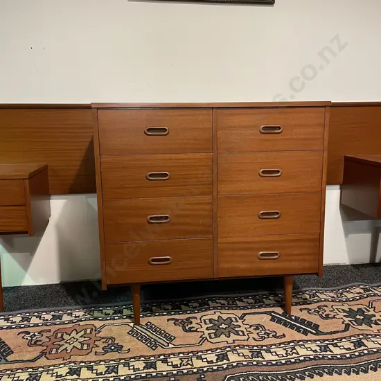 Mid Century 6 drawer Lowboy. H84 W86 D40cm