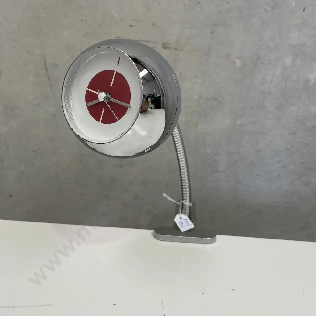 Cool Mid Century Eye Ball Clock with flexible arm and desk/headboard attachment Image 1++