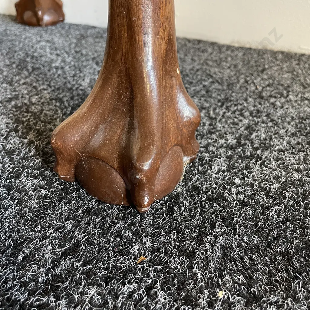 Antique 1/2 Round Hall Table. Rope carved border detail with carved legs. Ball claw feet. H73 W90 D42 Image 1++