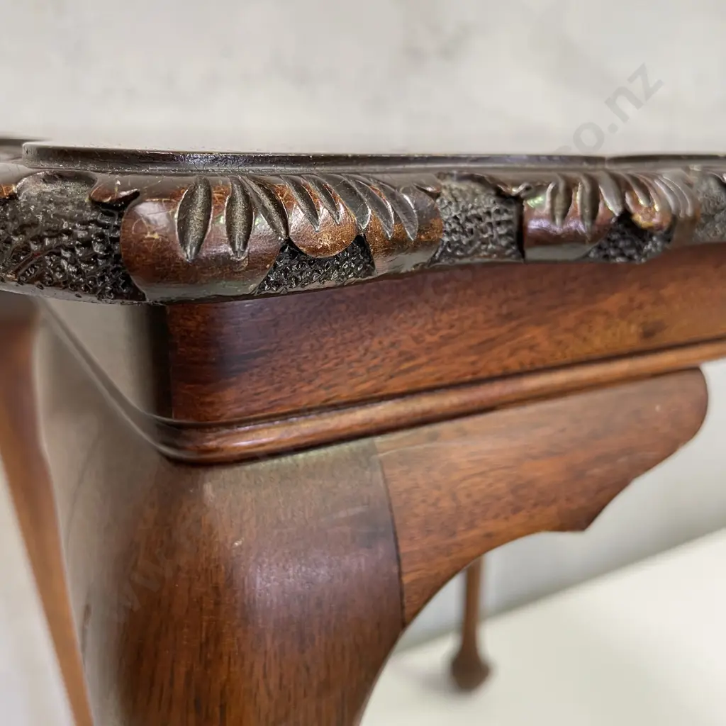 Vintage Solid Mahogany Occassional Table. H59cm Square carved border top 50x50cm Image 1++