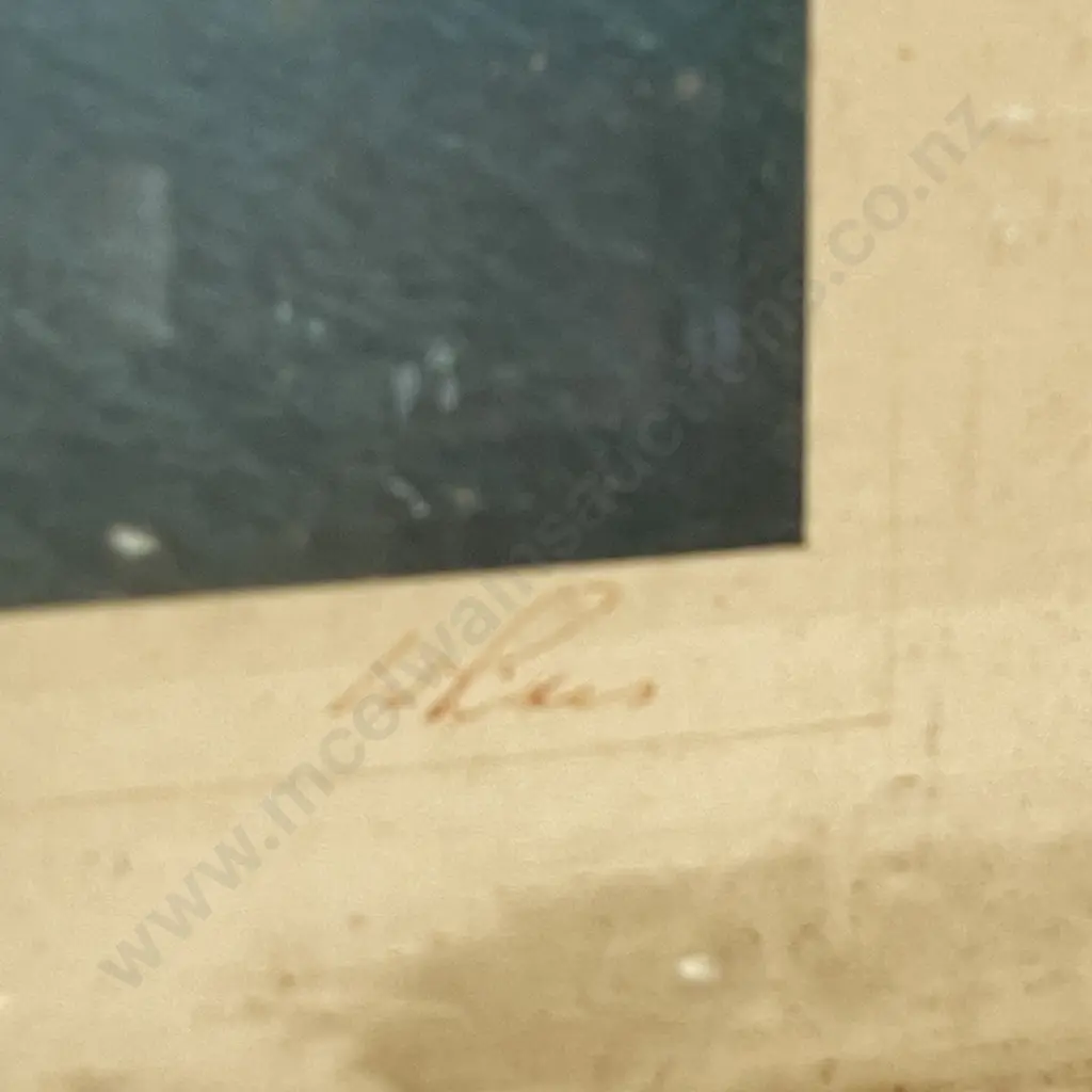 Whites Aviation Hand Coloured Photograph. Mt Maunganui Tauranga, Frame af. 46 x 37cm Image 1++