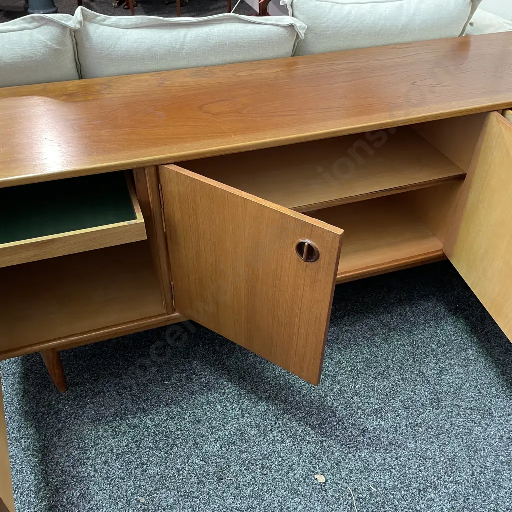 Mid Century Parker Nordic Teak? Sideboard. 4 Drawer, 3 Door. 1 Back leg need repair. Image 1++