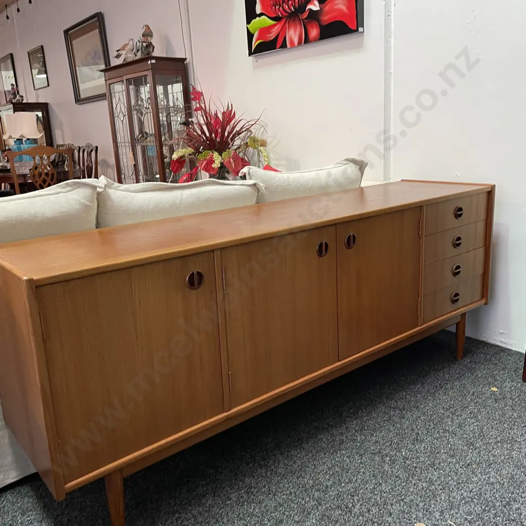 Mid Century Parker Nordic Teak? Sideboard. 4 Drawer, 3 Door. 1 Back leg need repair. Image 1++