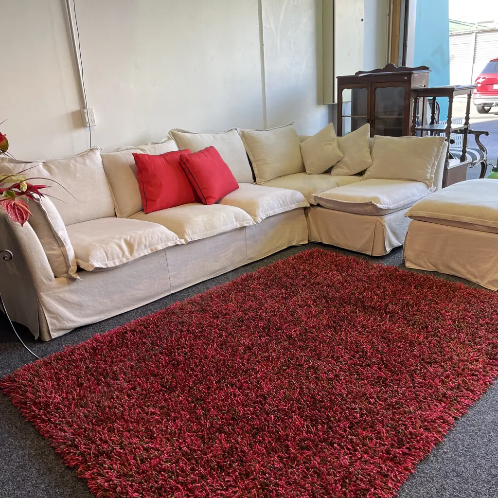 2 Piece Corner Suite, with Heavy Duty Calico Oatmeal/Cream Fabric on Heavy Duty Cushion. Comes with Matching Ottoman. Image 1++