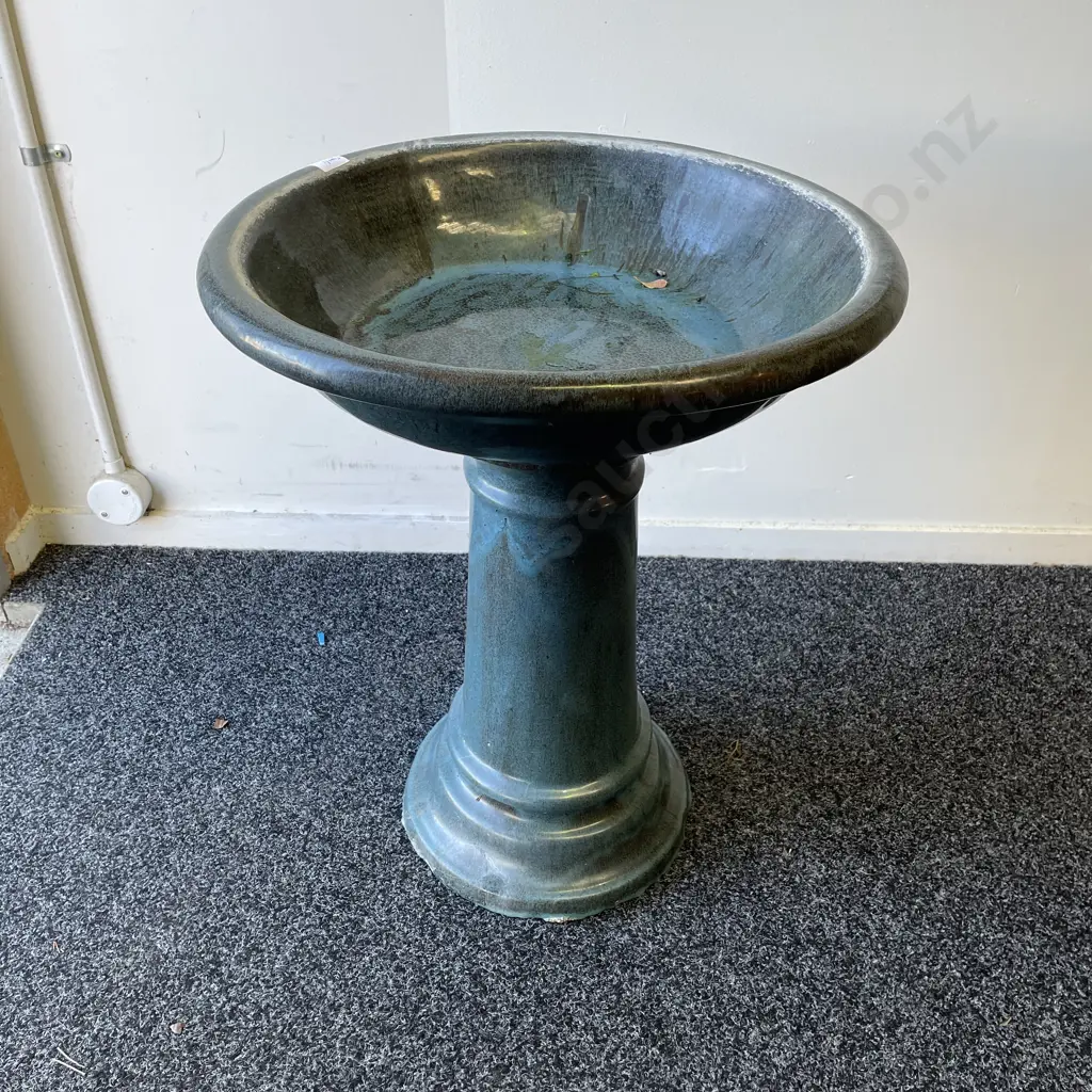 Stunning Terracotta Pottery 2 piece bird bath. Teal/Aqua/Blue Glaze. H70cm Dia53cm Image 1++