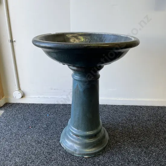 Stunning Terracotta Pottery 2 piece bird bath. Teal/Aqua/Blue Glaze. H70cm Dia53cm
