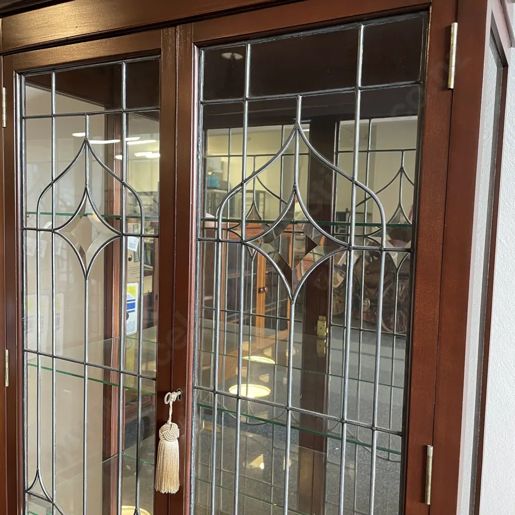 Stunning Antique Leadlight Display Cabinet. H152 W84 D34cm Image 1++