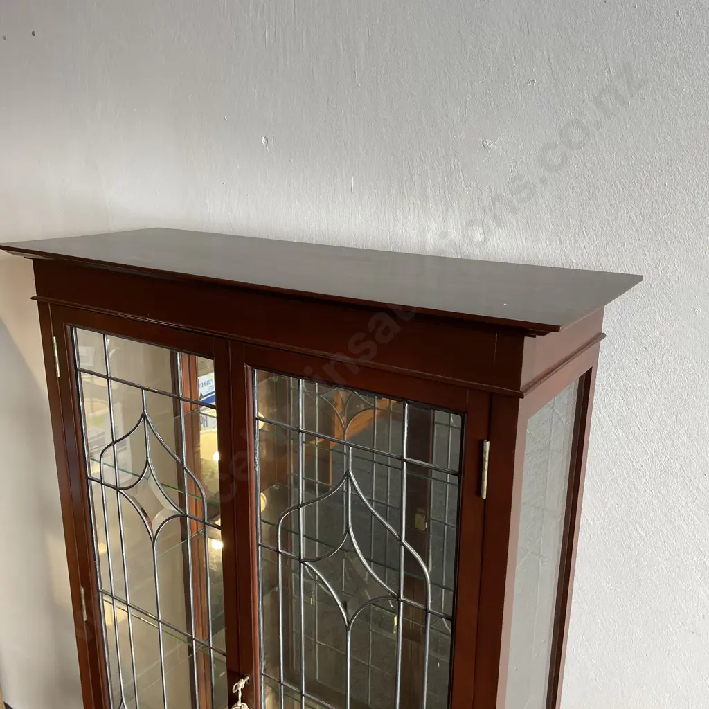 Stunning Antique Leadlight Display Cabinet. H152 W84 D34cm Image 1++