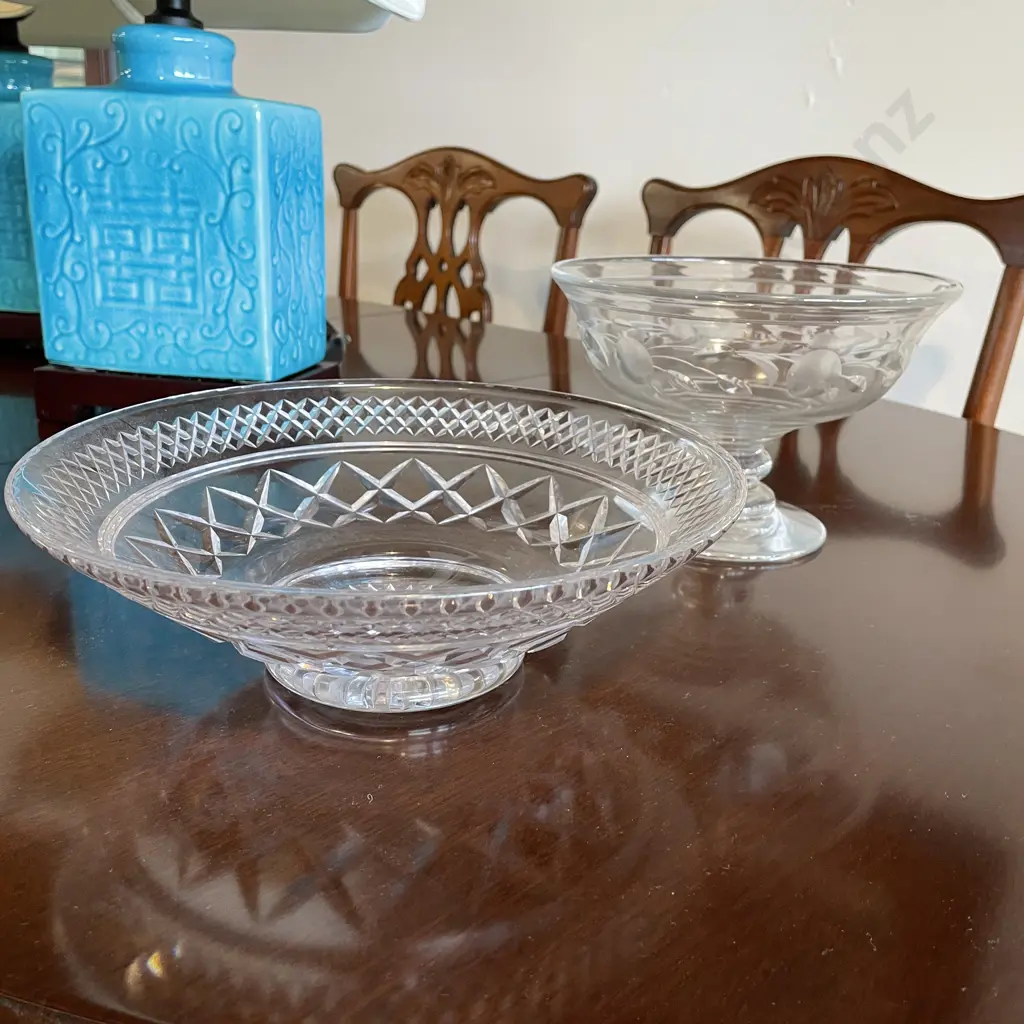 Two Stuart Crystal Items. Bowl Dia26cm H8.5 and Pedestal Bowl H14 Dia 21cm Image 1++