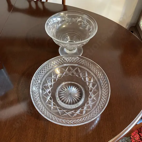 Two Stuart Crystal Items. Bowl Dia26cm H8.5 and Pedestal Bowl H14 Dia 21cm
