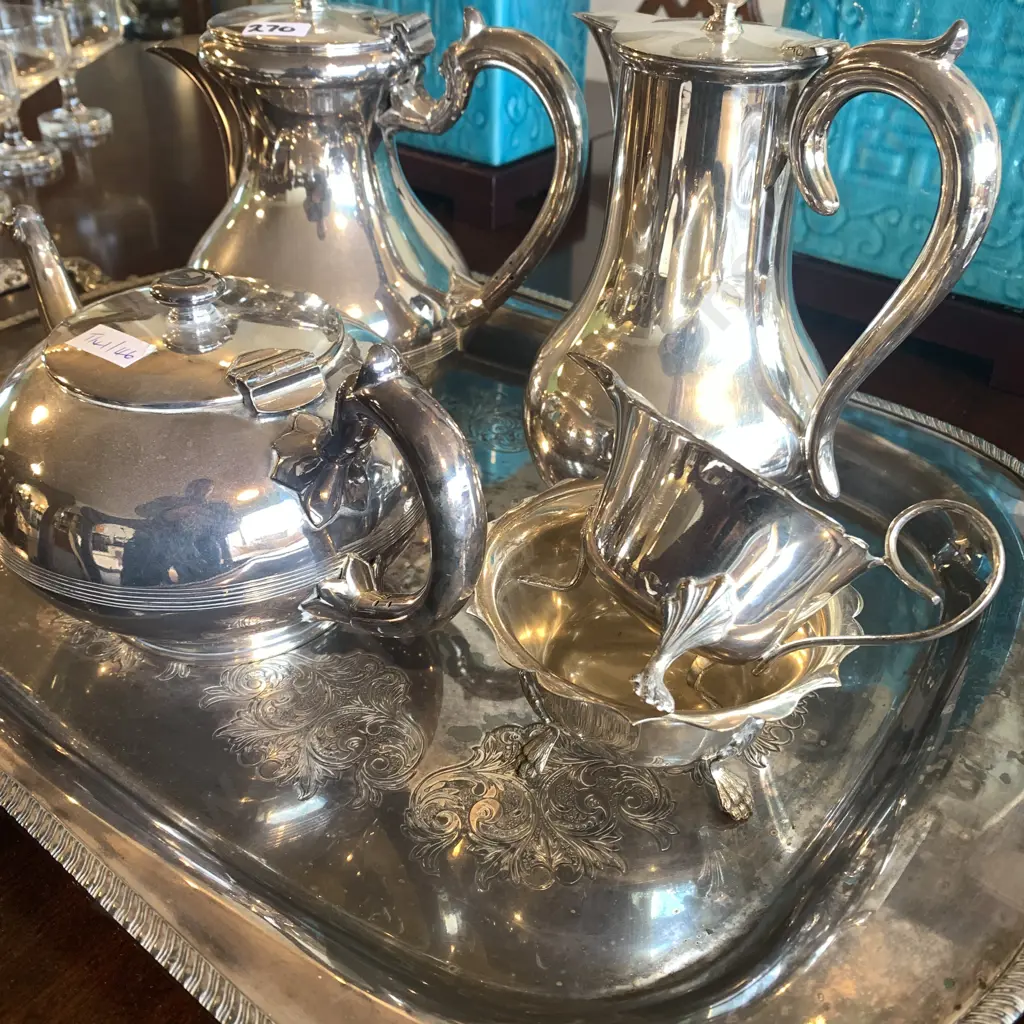 Walker and Hall Silver Plated items with other English Silver Plated ware with Silver Tray Image 1++