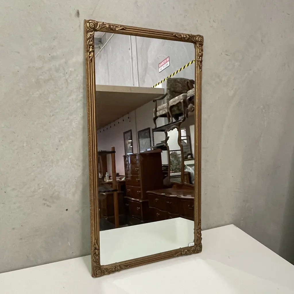Vintage Ornate Gilded Mirror. With chain. 96 x 52cm Image 1++