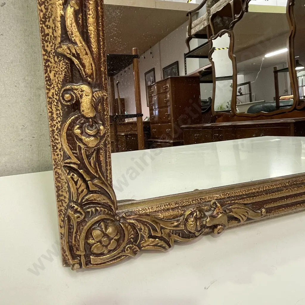 Vintage Ornate Gilded Mirror. With chain. 96 x 52cm Image 1++