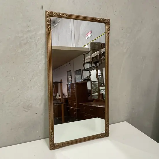 Vintage Ornate Gilded Mirror. With chain. 96 x 52cm