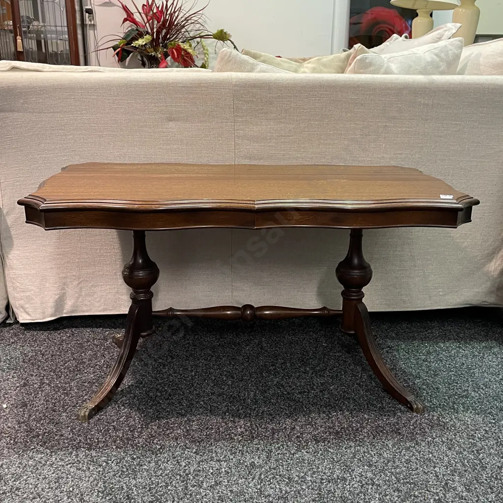 Solid Mahogany Coffee Table with Brass Claw Feet. W92 D45 H50cm Image 1++