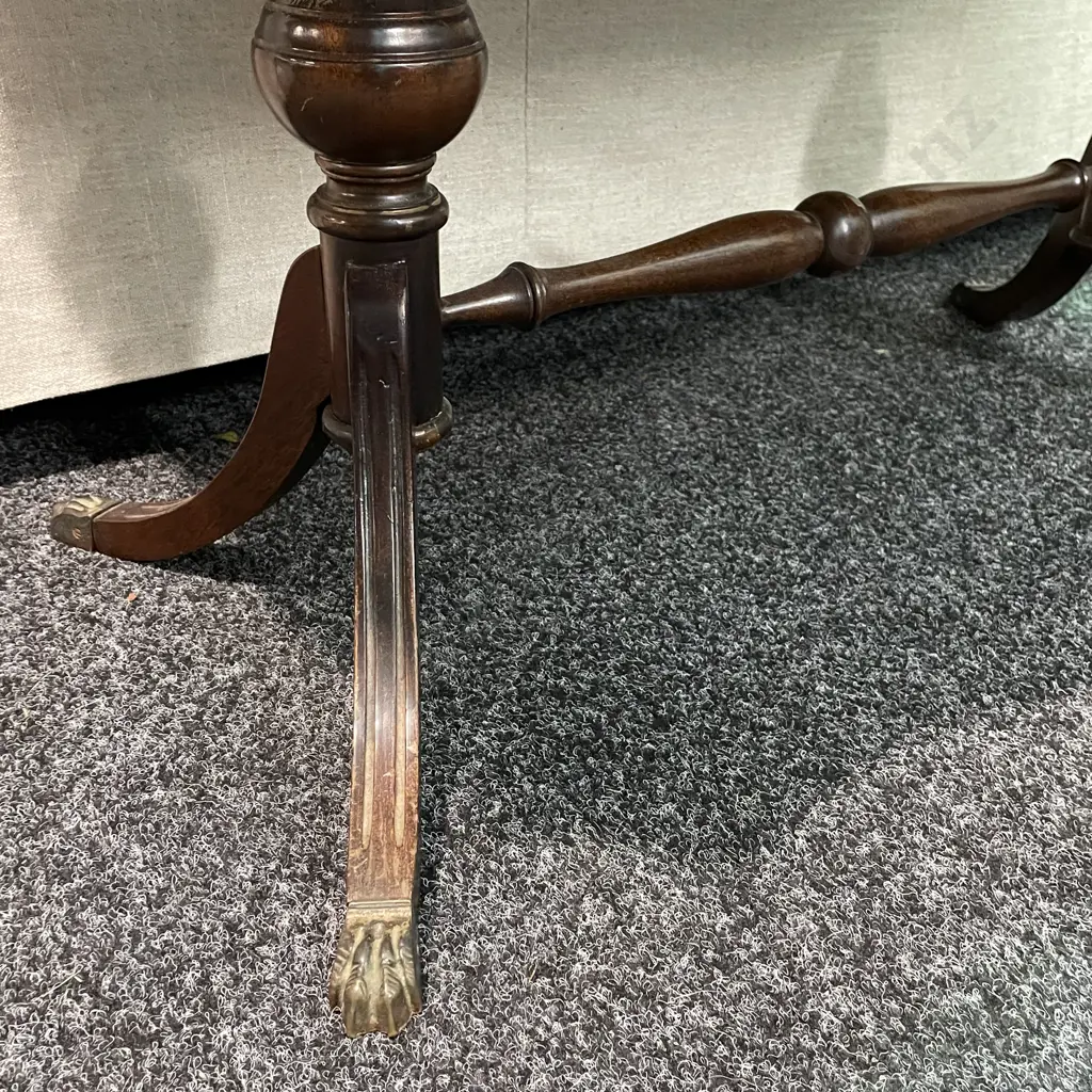 Solid Mahogany Coffee Table with Brass Claw Feet. W92 D45 H50cm Image 1++