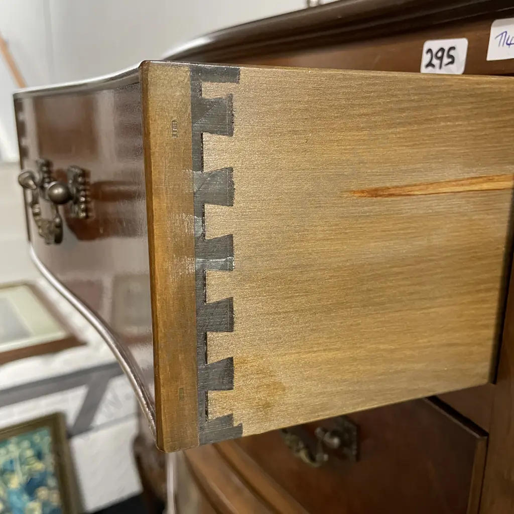 Vintage French Louis Burr 7 Drawer Double Chest. Bow front. H132 W73 D45. Excellent condition Image 1++
