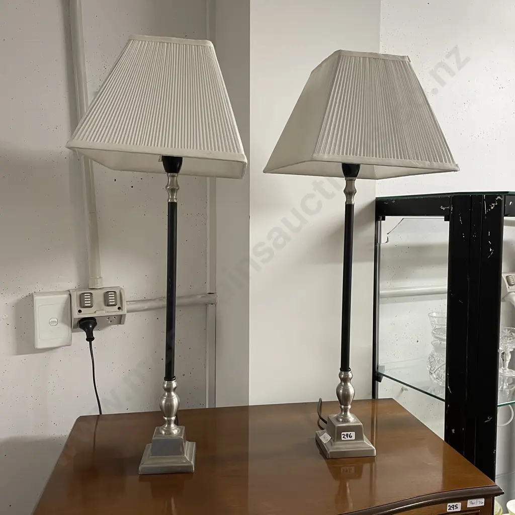 Pair of Modernist Table lamps with Fabric Shades. H67cm Image 1++