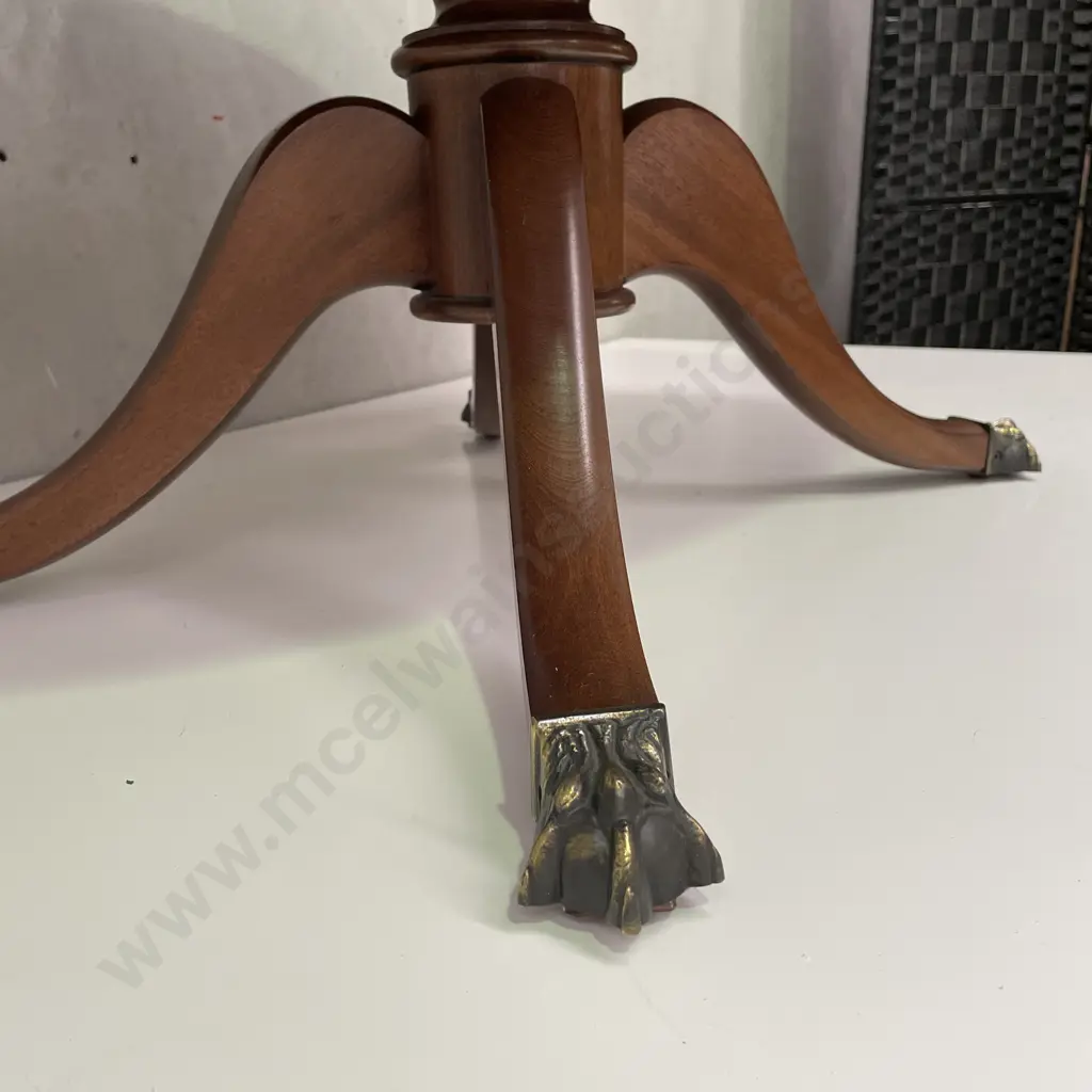 Antique Solid Mahogany Oval Coffee Table. Brass claw feet Image 1++