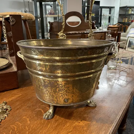 Brass/Copper Tri-footed Cauldron/Pot, H29 Dia42cm