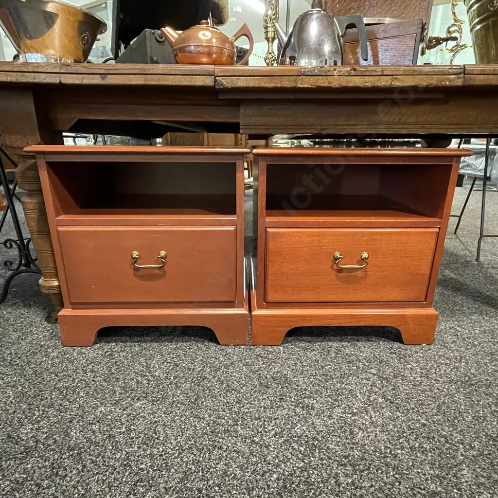 Pair of Parker Wooden Bedside Cabinets, Single Drawer, Single Shelf, H56 W54 D45cm Image 1++