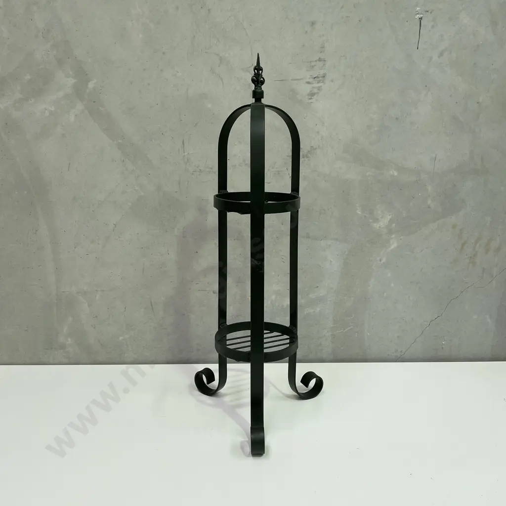 2 Tier Green Painted Solid Metal Planter Stand, H90cm Image 1++