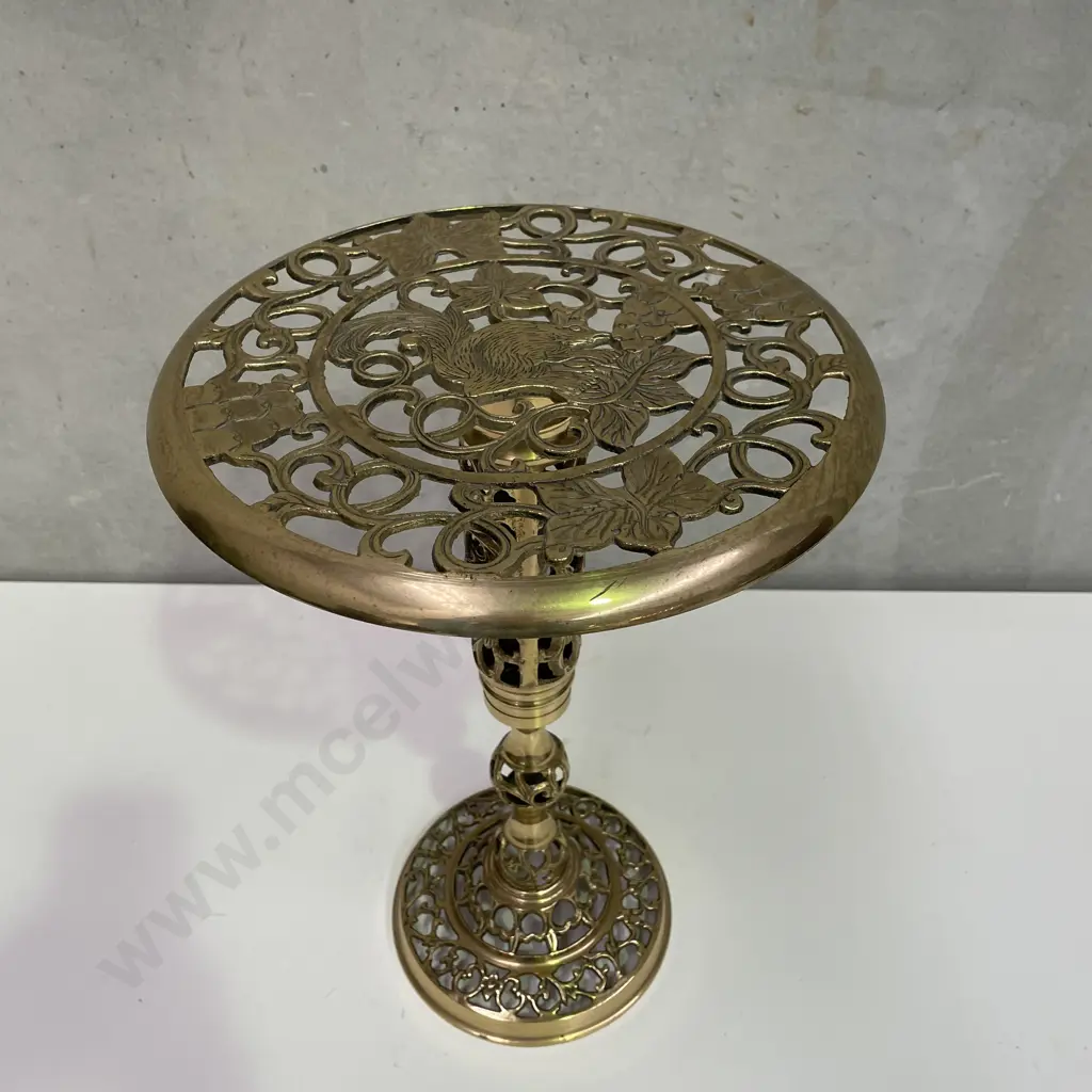 Vintage Ornate Brass Pedestal Plant Stand, H45cm Image 1++