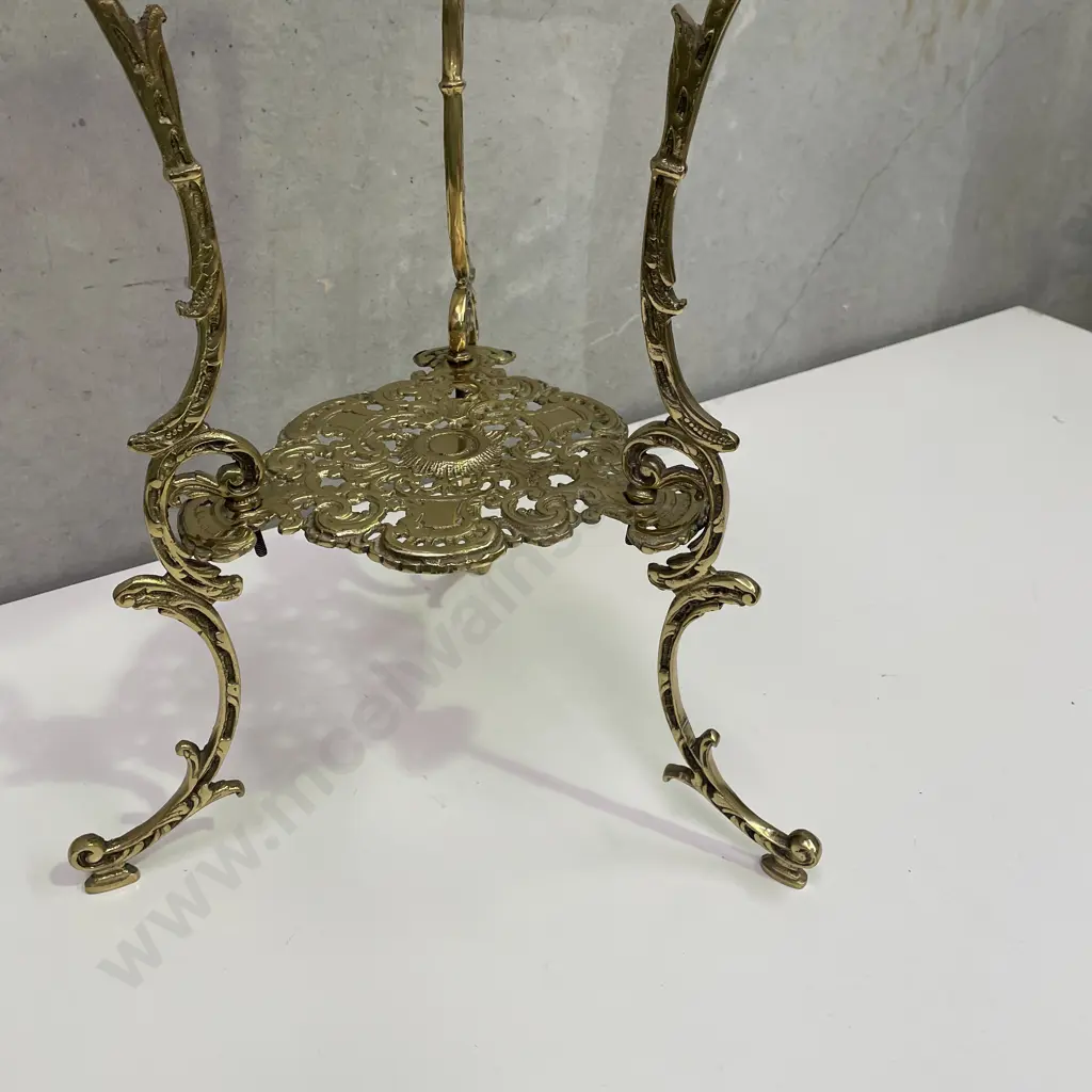 Vintage Ornate 2 Tier Brass Plant Stand, H74cm Image 1++