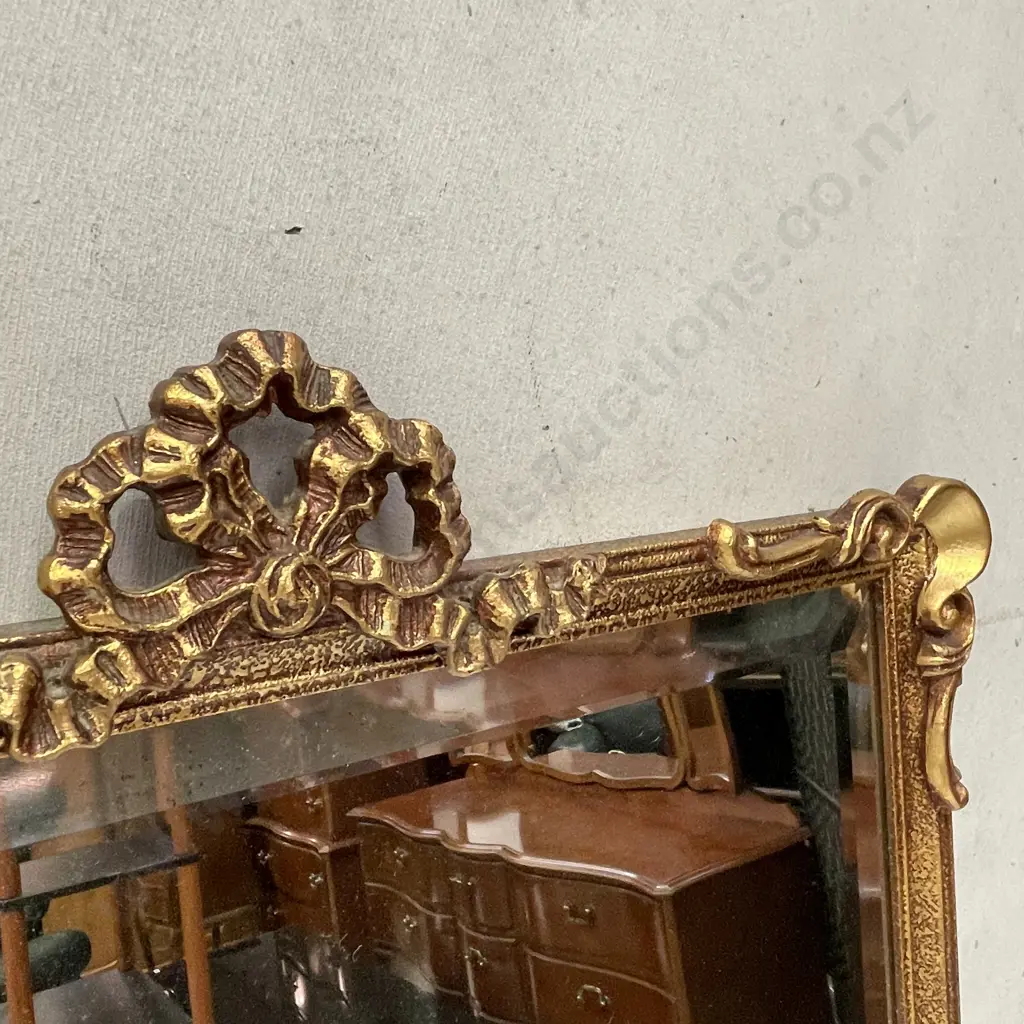 Vintage Ornate Gilded Mirror. Bevelled edge with chain. 70 x 46cm Image 1++
