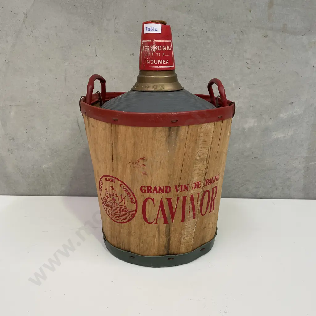 Vintage Demijohn French Grand Vin D'Espagne Cavinor, Noumea. H43 Dia28cm Image 1++