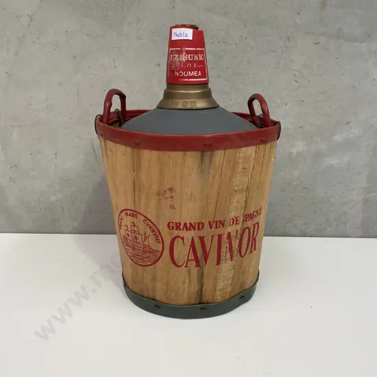 Vintage Demijohn French Grand Vin D'Espagne Cavinor, Noumea. H43 Dia28cm
