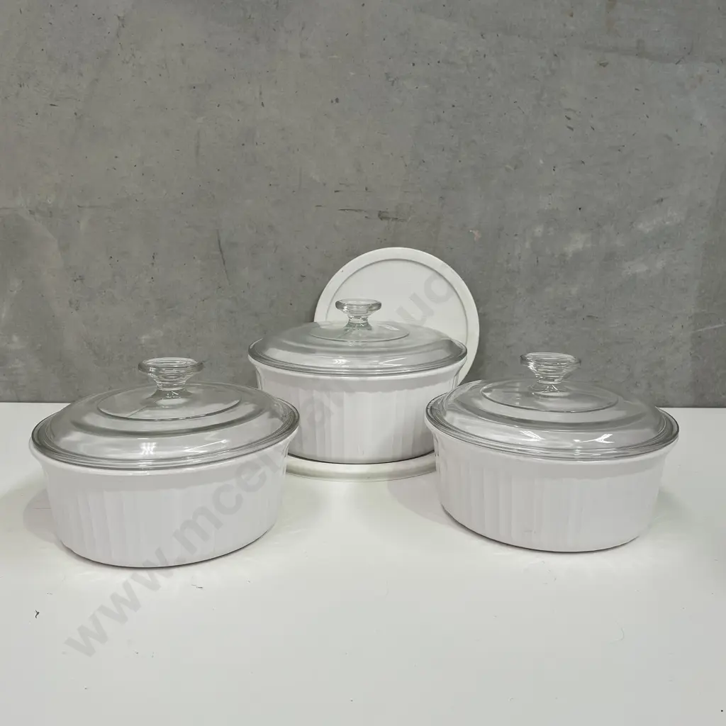 3 Corning Ware Lidded Oven Casserole Dishes Image 1++