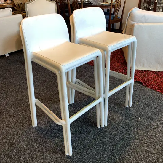 Set of 4 Industrial Moulded Heavy Duty Bar Stools. Height to Seat 75cm, Full height 95cm.
