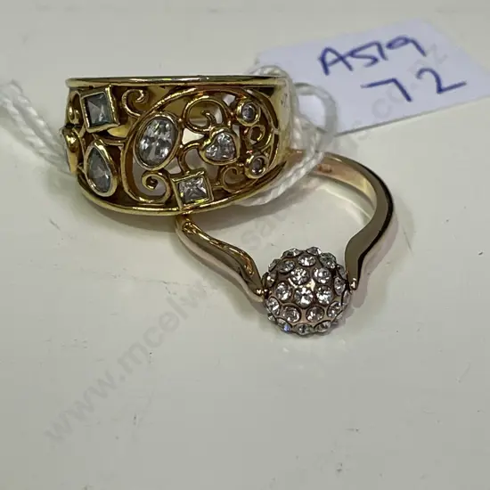 NVC Gold Dress Ring with Stamped gold dress ring with spinning setting