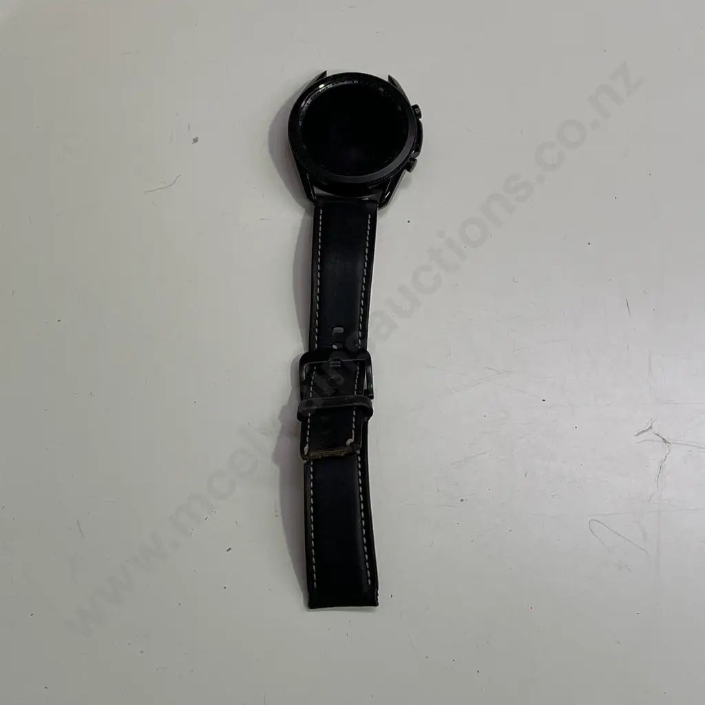 Samsung Galaxy GPS Watch. Black with leather strap (af). MIL-STD-810G. Image 1++