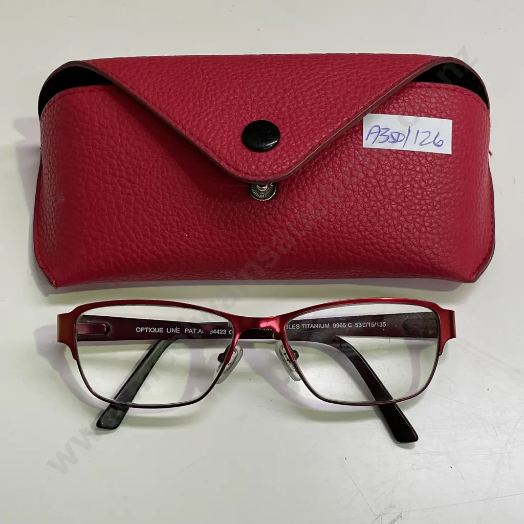 Convertibles Titanium Prescription Glasses in Red Leather case Image 1++