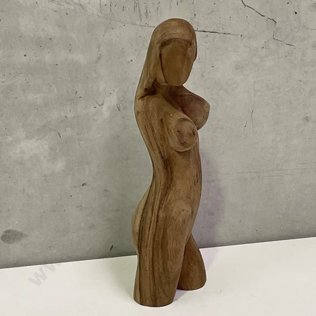 Carved Solid Wood Nude Figurine H36cm Image 1++