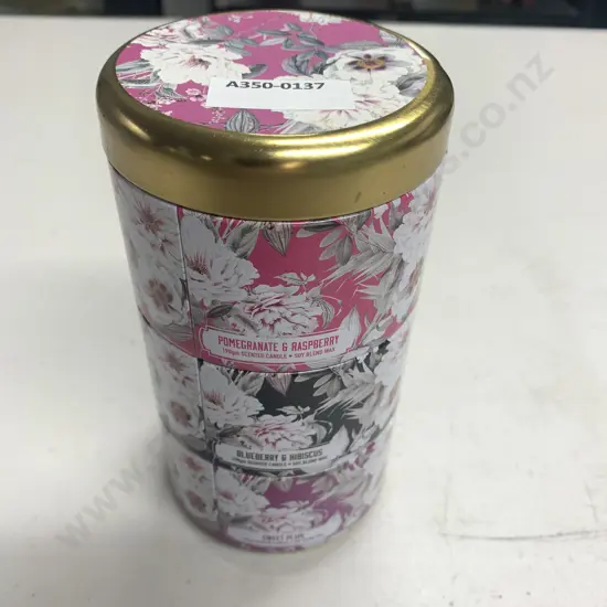As New Set of 3 Candles in Stacked Tins with Floral Decorations