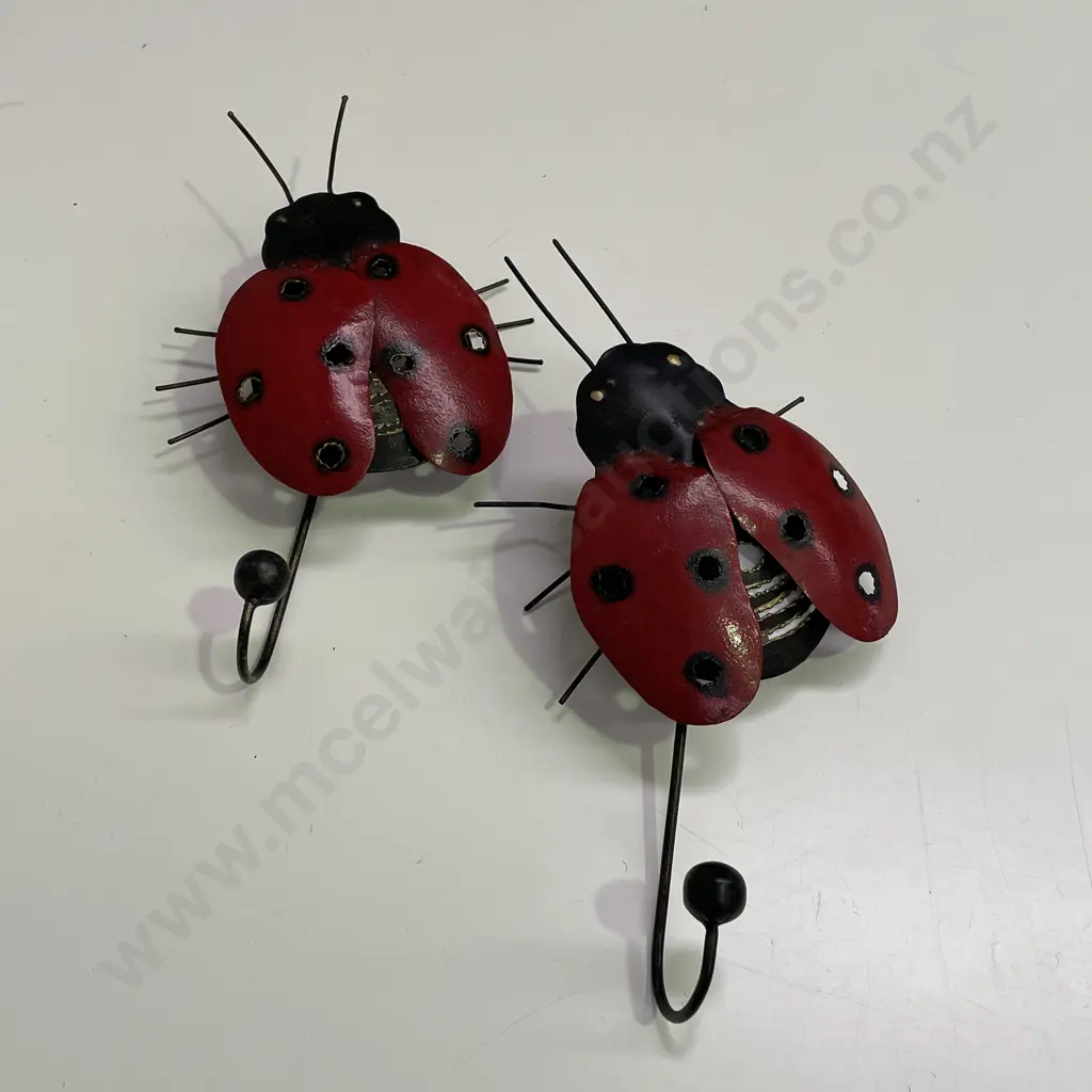 Pair of Metal lady bug Wall Hung Hooks Image 1++