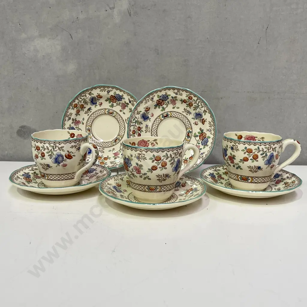 Spode Royal Jasmine demi cups and saucers x 3 with 2 extra saucers Image 1++