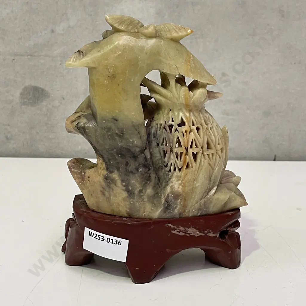 Carved Soapstone/Marble Ornament on carved base. H18cm Image 1++